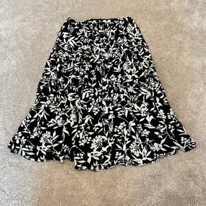 Cynthia Rowley Women's Midi Skirt Black and White Rayon‎ Size Small
